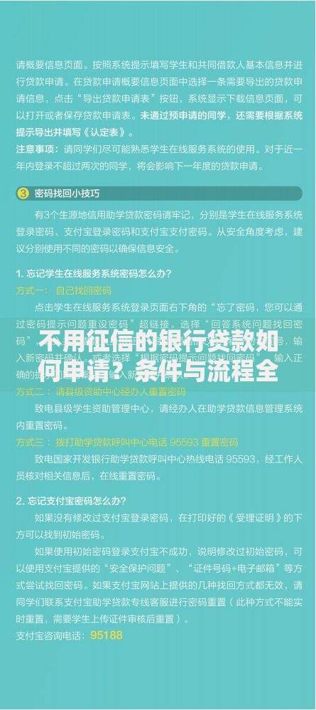 不用征信的银行贷款如何申请？条件与流程全解析
