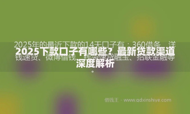 2025下款口子有哪些？最新贷款渠道深度解析
