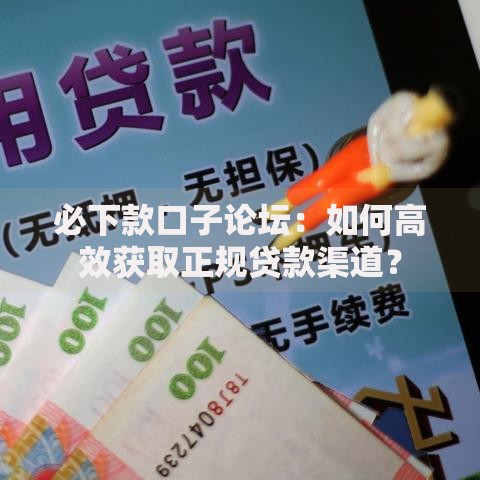必下款口子论坛：如何高效获取正规贷款渠道？