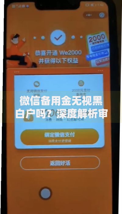 微信备用金无视黑白户吗？深度解析审核规则与风险