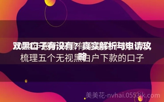 双黑口子有没有？真实解析与申请攻略