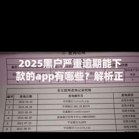 2025黑户严重逾期能下款的app有哪些？解析正规平台申请攻略