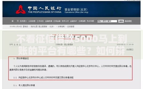 不看征信借款5000马上到账的平台有哪些？如何辨别正规渠道