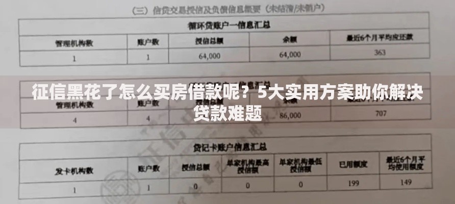 征信黑花了怎么买房借款呢？5大实用方案助你解决贷款难题