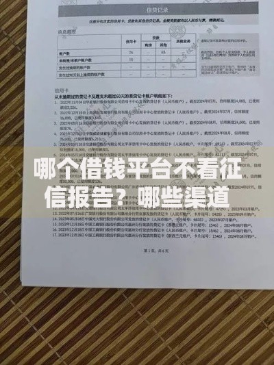哪个借钱平台不看征信报告？哪些渠道审核宽松