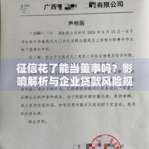 征信花了能当董事吗？影响解析与企业贷款风险规避