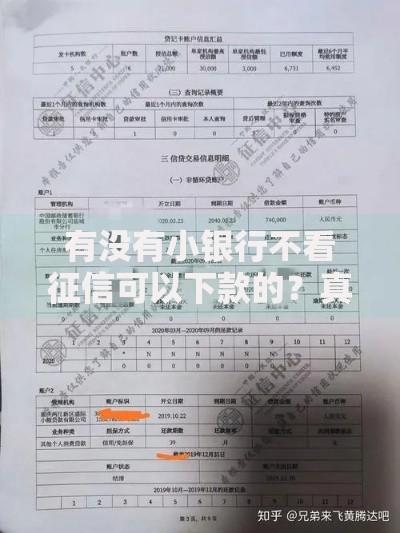 有没有小银行不看征信可以下款的？真实情况解析