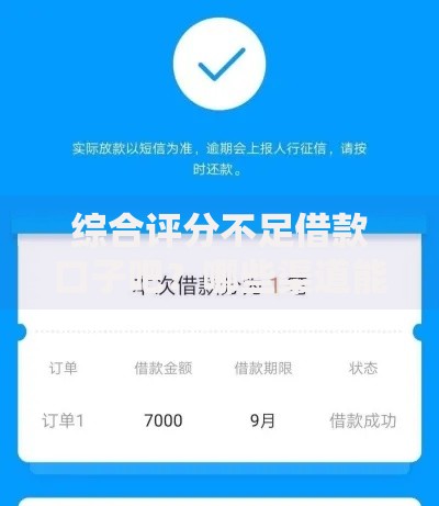 综合评分不足借款口子吧？哪些渠道能解决资金难题