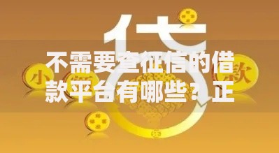 不需要查征信的借款平台有哪些？正规渠道解析