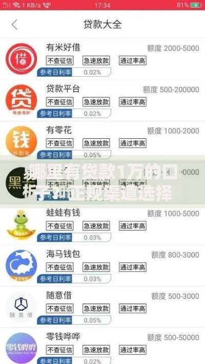哪里有贷款1万的口子？正规渠道选择指南