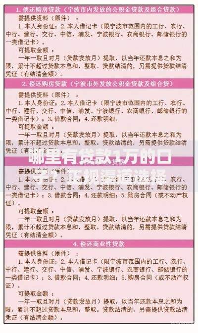 哪里有贷款1万的口子？正规渠道选择指南