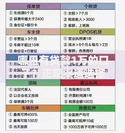 哪里有贷款1万的口子？正规渠道选择指南