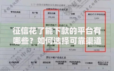 征信花了能下款的平台有哪些？如何选择可靠渠道
