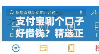 支付宝哪个口子好借钱？精选正规借款渠道评测