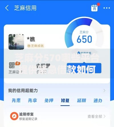 芝麻分570哪些平台提供紧急借款如何申请