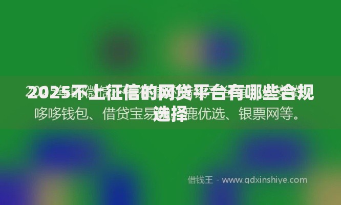 2025不上征信的网贷平台有哪些合规选择