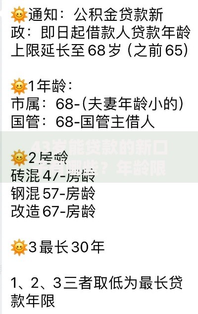43岁能贷款的新口子有哪些？年龄限制与申请条件解析