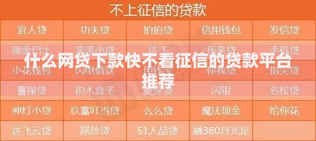 什么网贷下款快不看征信的贷款平台推荐