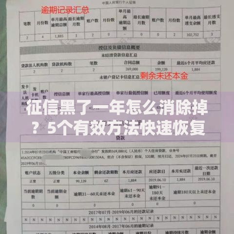 征信黑了一年怎么消除掉？5个有效方法快速恢复信用