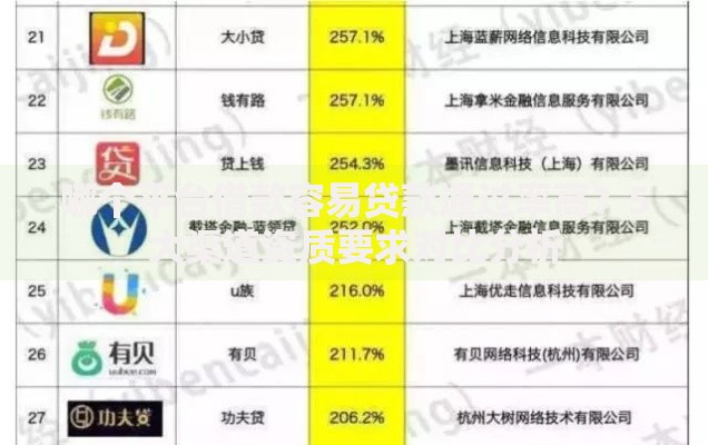 哪个平台借款容易贷款通过率高？5大渠道资质要求对比分析