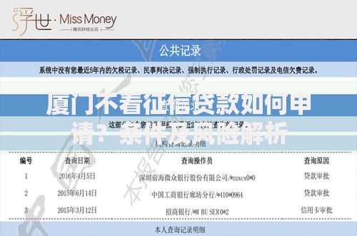 厦门不看征信贷款如何申请？条件及风险解析