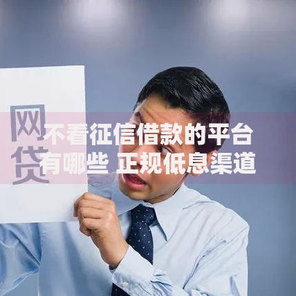 不看征信借款的平台有哪些 正规低息渠道盘点解析