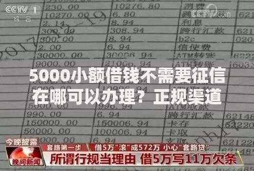5000小额借钱不需要征信在哪可以办理？正规渠道解析