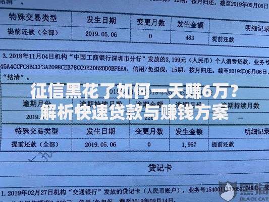 征信黑花了如何一天赚6万？解析快速贷款与赚钱方案