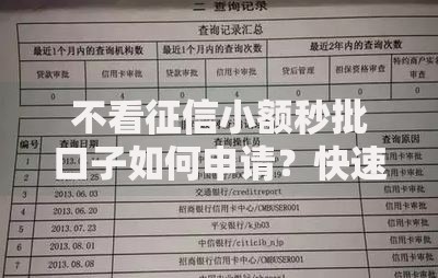 不看征信小额秒批口子如何申请？快速到账流程解析