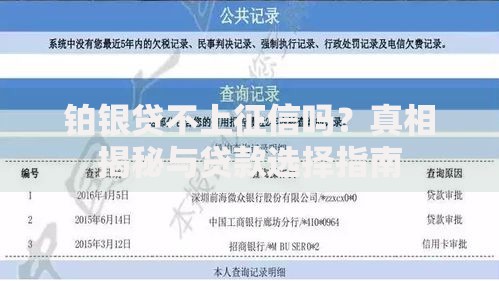 铂银贷不上征信吗？真相揭秘与贷款选择指南