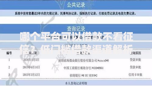 哪个平台可以借款不看征信？低门槛借款渠道解析