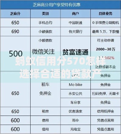 蚂蚁信用分570怎样选择合适的贷款产品？低分贷款指南