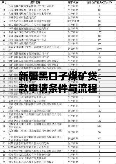 新疆黑口子煤矿贷款申请条件与流程解析