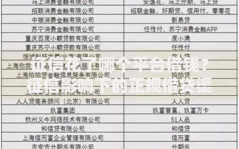 证信花了哪个平台借钱？征信影响下的正规借贷渠道解析