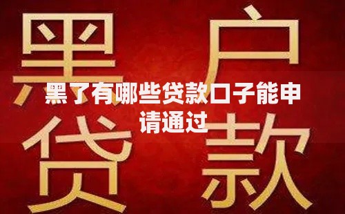 黑了有哪些贷款口子能申请通过