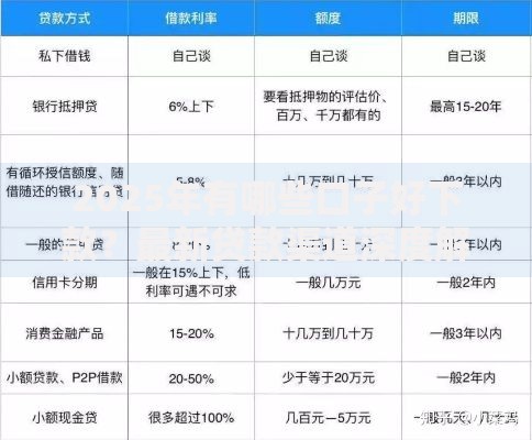 2025年有哪些口子好下款？最新贷款渠道深度解析
