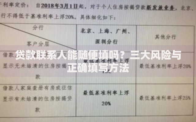 贷款联系人能随便填吗？三大风险与正确填写方法