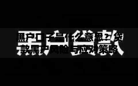 黑户口子是什么意思？贷款黑户风险与应对策略