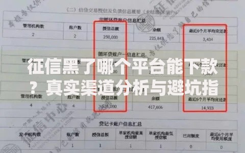 征信黑了哪个平台能下款？真实渠道分析与避坑指南