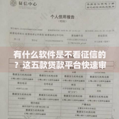 有什么软件是不看征信的？这五款贷款平台快速审核通过