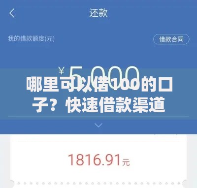 哪里可以借100的口子？快速借款渠道与申请攻略