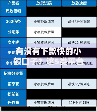 有没有下款快的小额口子？这5类平台最快10分钟到账