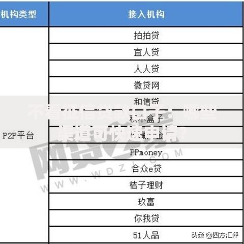 不看征信贷款口子：哪些渠道可快速申请？