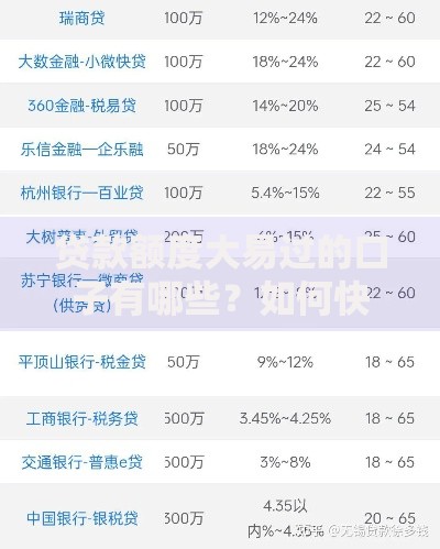 贷款额度大易过的口子有哪些？如何快速申请高额低息贷款