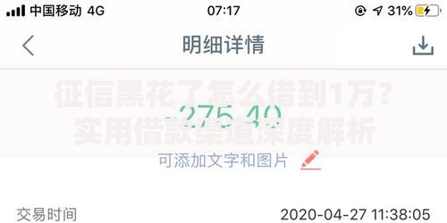 征信黑花了怎么借到1万?实用借款渠道深度解析 征信黑花了怎么借到1万?实用借款渠道深度解析