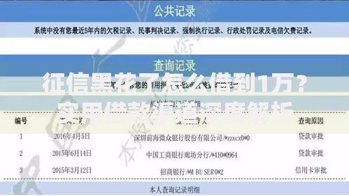 征信黑花了怎么借到1万?实用借款渠道深度解析 征信黑花了怎么借到1万?实用借款渠道深度解析
