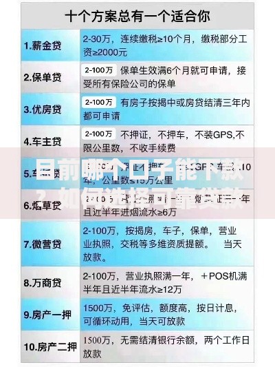 目前哪个口子能下款？如何选择可靠贷款平台