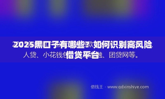 2025黑口子有哪些？如何识别高风险借贷平台