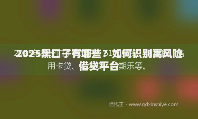 2025黑口子有哪些？如何识别高风险借贷平台