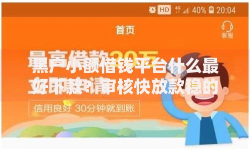 黑户小额借钱平台什么最好下款？审核快放款稳的渠道解析